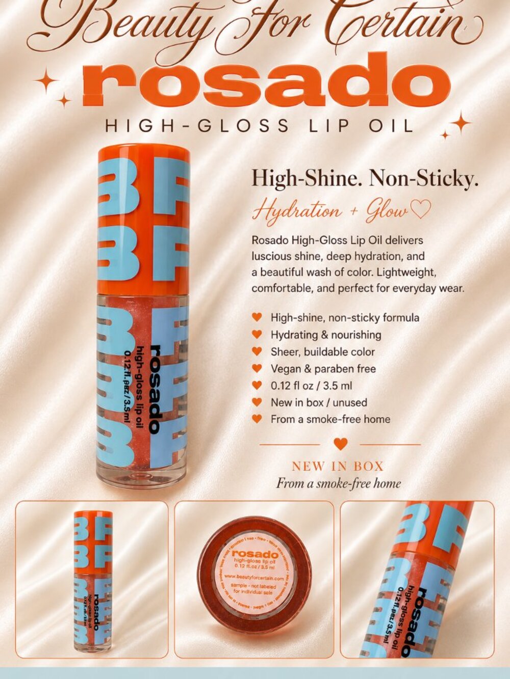 Beauty For Certain High-Gloss Lip Oil in Rosado.